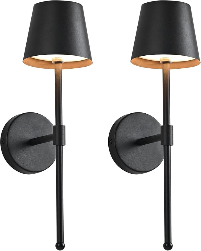 2 Packs Wireless Wall Sconces, Small Cordless 6000mAh Rechargeable Battery LED Wall Lamps, Steple... | Amazon (US)