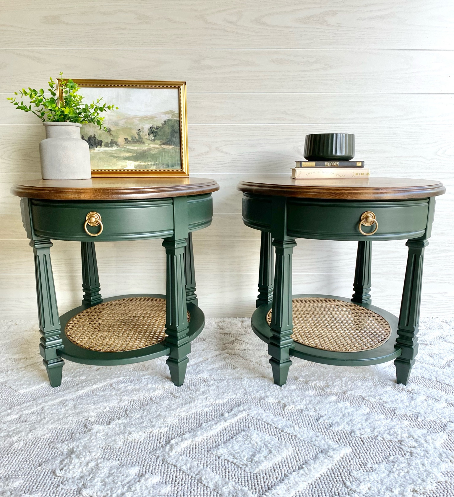 Everything for these refinished Mersman Waldron end tables linked here! #refinishedfurniture #endtables #greenfurniture #homedecor 

#LTKsalealert #LTKhome