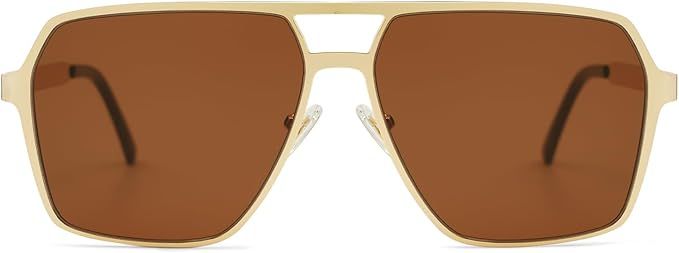 SOJOS Oversized Square Sunglasses for Women Men Retro Large Flat Mirrored Lens UV400 Shades Metal... | Amazon (US)