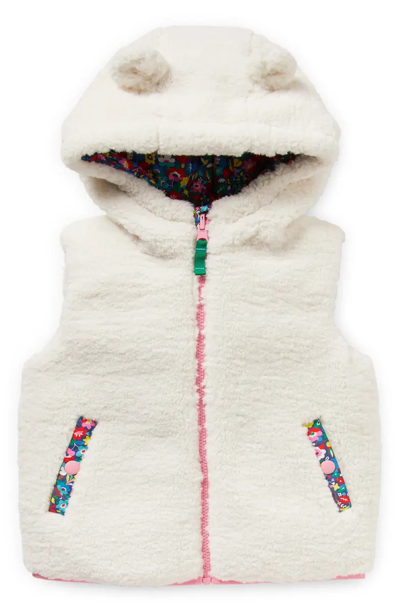 Mini Boden Kids' High Pile Fleece Reversible Hooded Vest | Nordstrom | Nordstrom