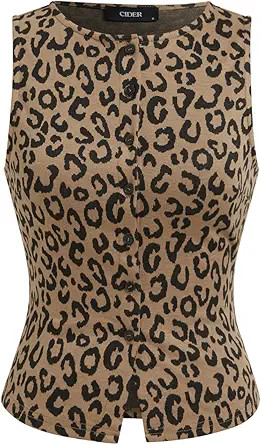 CIDER Women Button Down Tank Tops Sleeveless Ribbed Slim Fit Crop Vest Top Summer Going Out Tank ... | Amazon (US)