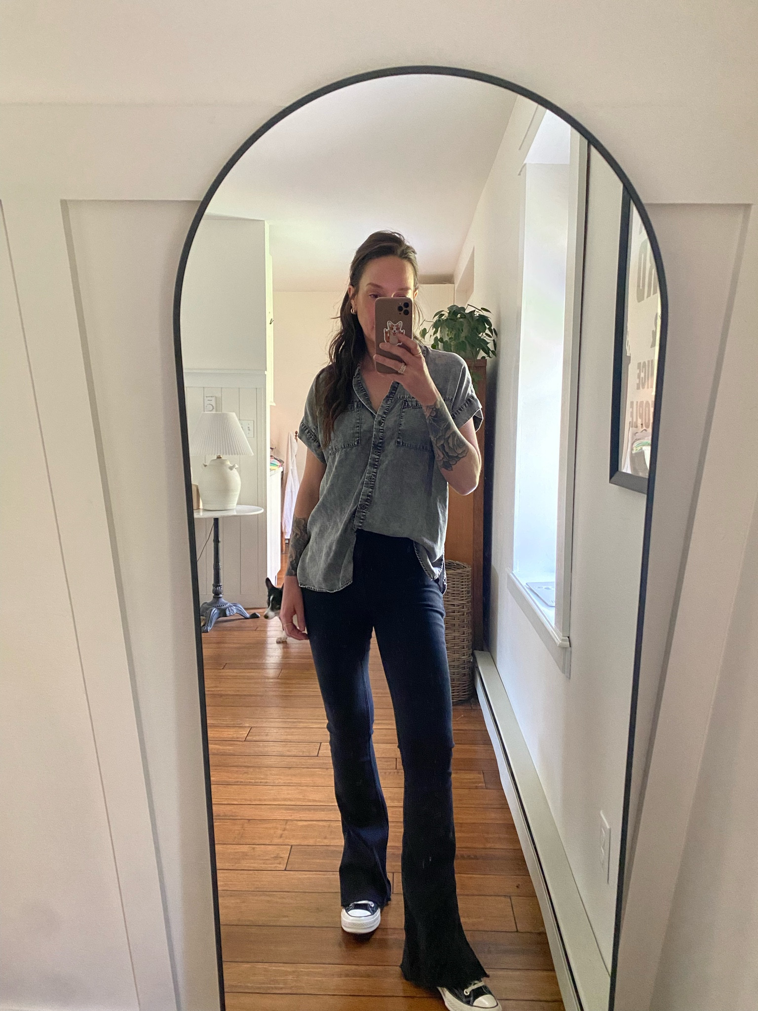 Split flares jeans wearing size 27- so comfy and stretchy 

#LTKstyletip
