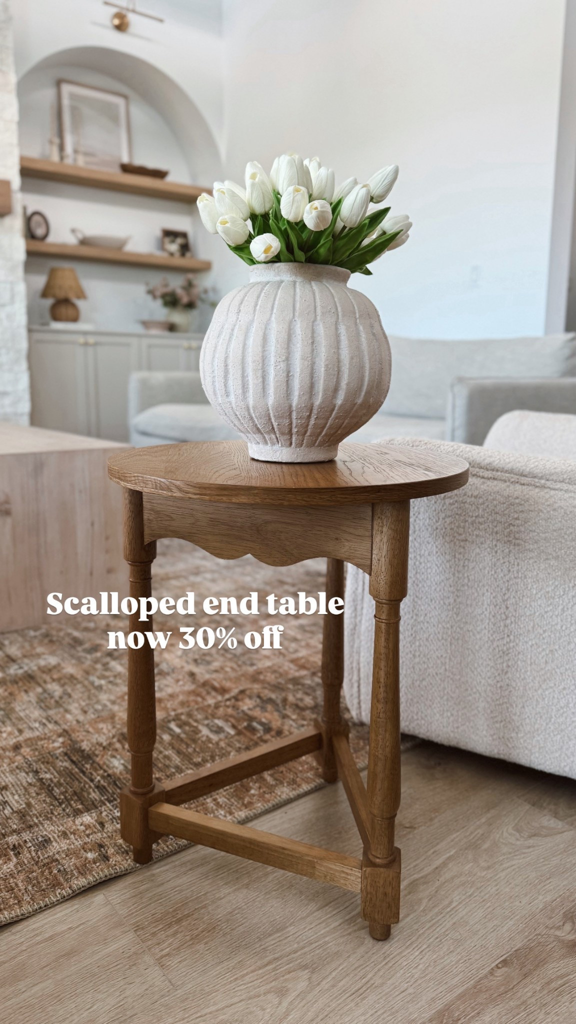 My scalloped target end table is always out of stock! Finally restocked and 30% off! 

#LTKHome #LTKSaleAlert #LTKSeasonal