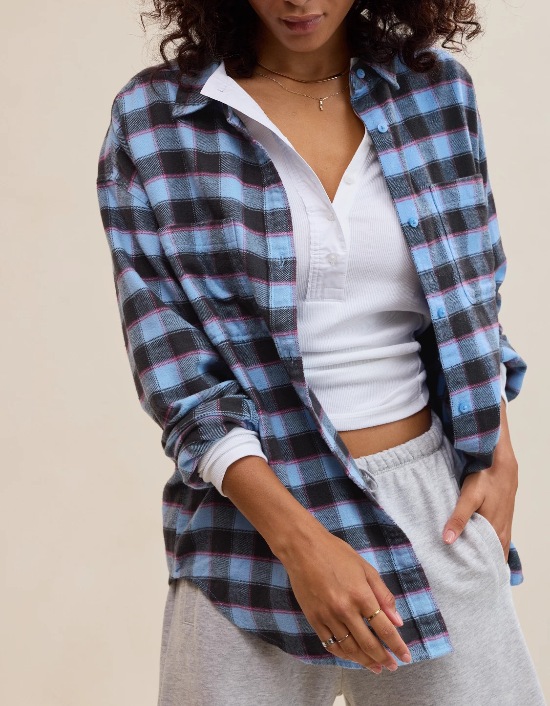 Aerie Anytime Fave Flannel Button Down Shirt | Aerie