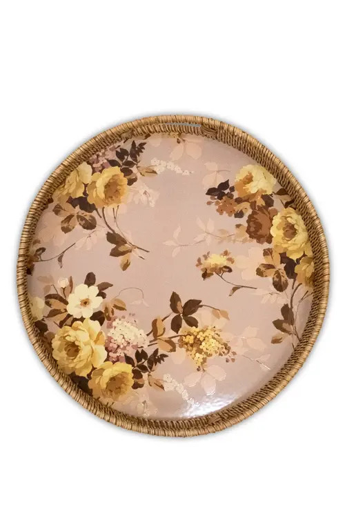MACKENZIE CHILDS Wild Rose Mauve Enameled Steel & Rattan Tray at Nordstrom | Nordstrom