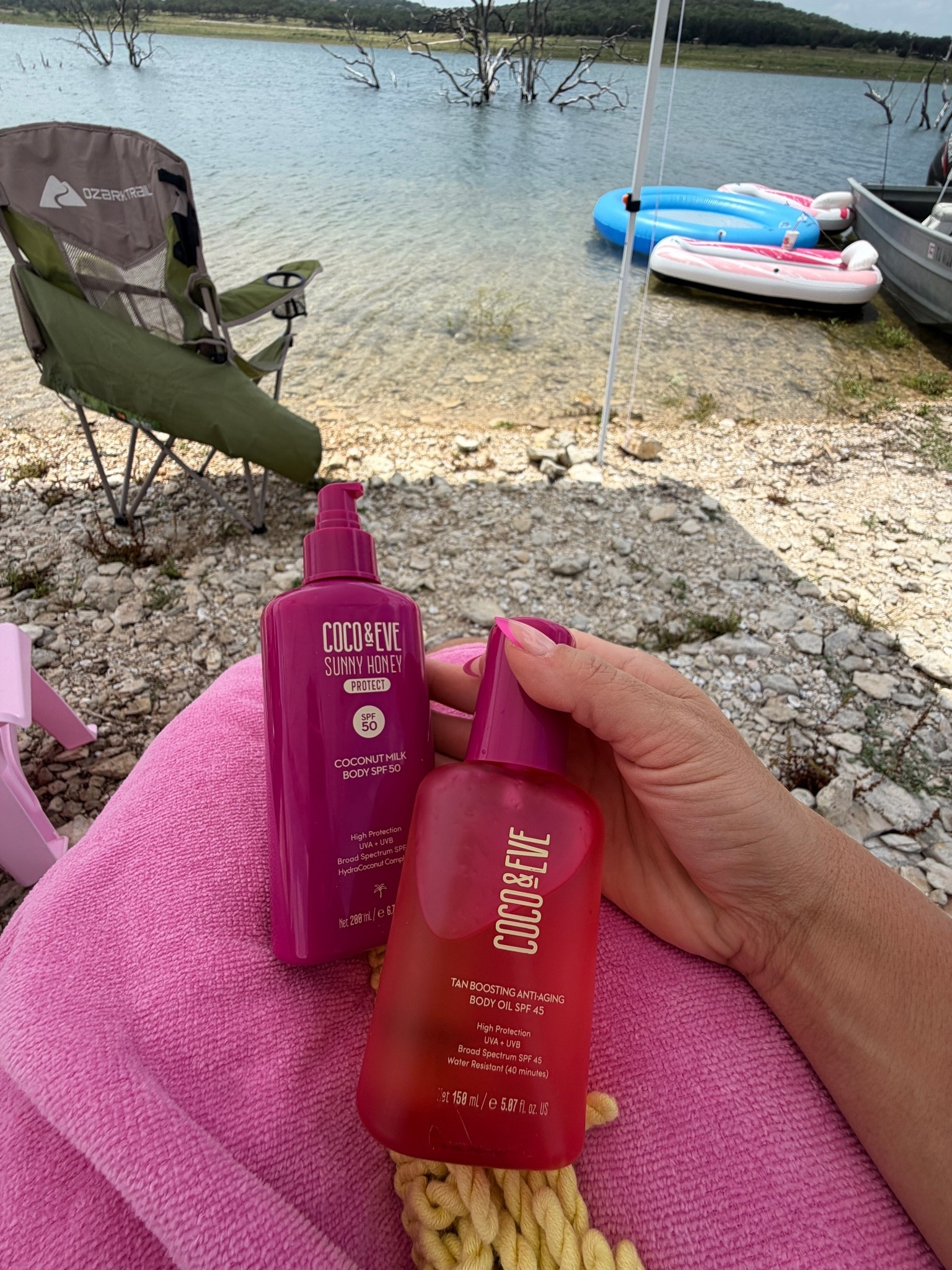Absolutely loving these SPF products from Coco and Eve! Brought them on our lake and river trip. The oil is SO good. 👏  @Coco & Eve #sponsored #cocoandeve #cocoandevepartner #spf #sunscreen #clean

#LTKdayinmylife #LTKSwim #LTKBeauty