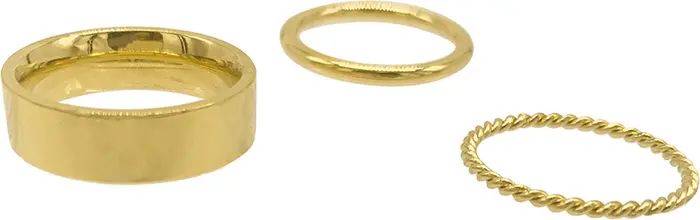 ADORNIA 14K Yellow Gold Plated Stainless Steel Mixed Band Stackable Ring Set | Nordstromrack | Nordstrom Rack