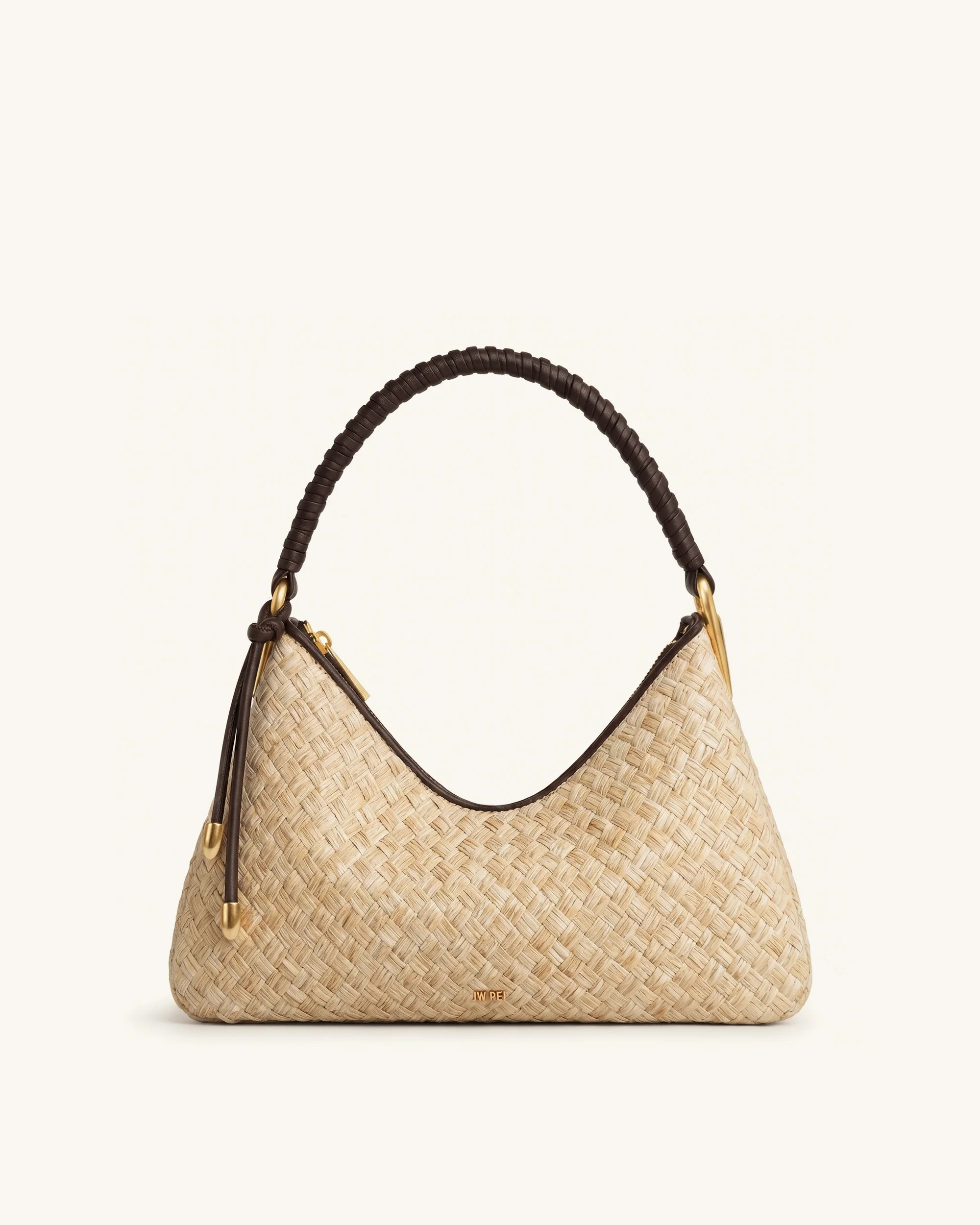 Lorena Faux Straw Shoulder Bag - Brown | JW PEI US