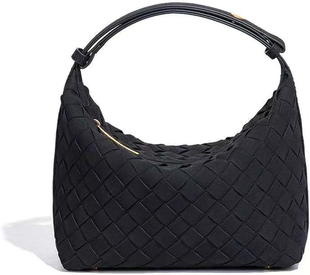 Woven Purse for Women Suede Leather Shoulder Bag Vegan Tote Bags Suede Hobo Top-Handle Handbag | Amazon (US)