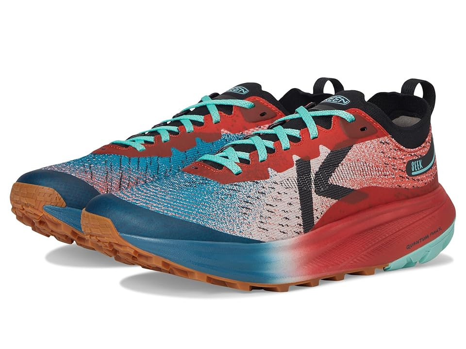 KEEN Seek Trail Running Shoes Men's Shoes Grenadine/Ocean Depths : 8.5 D - Medium, Textile | Zappos