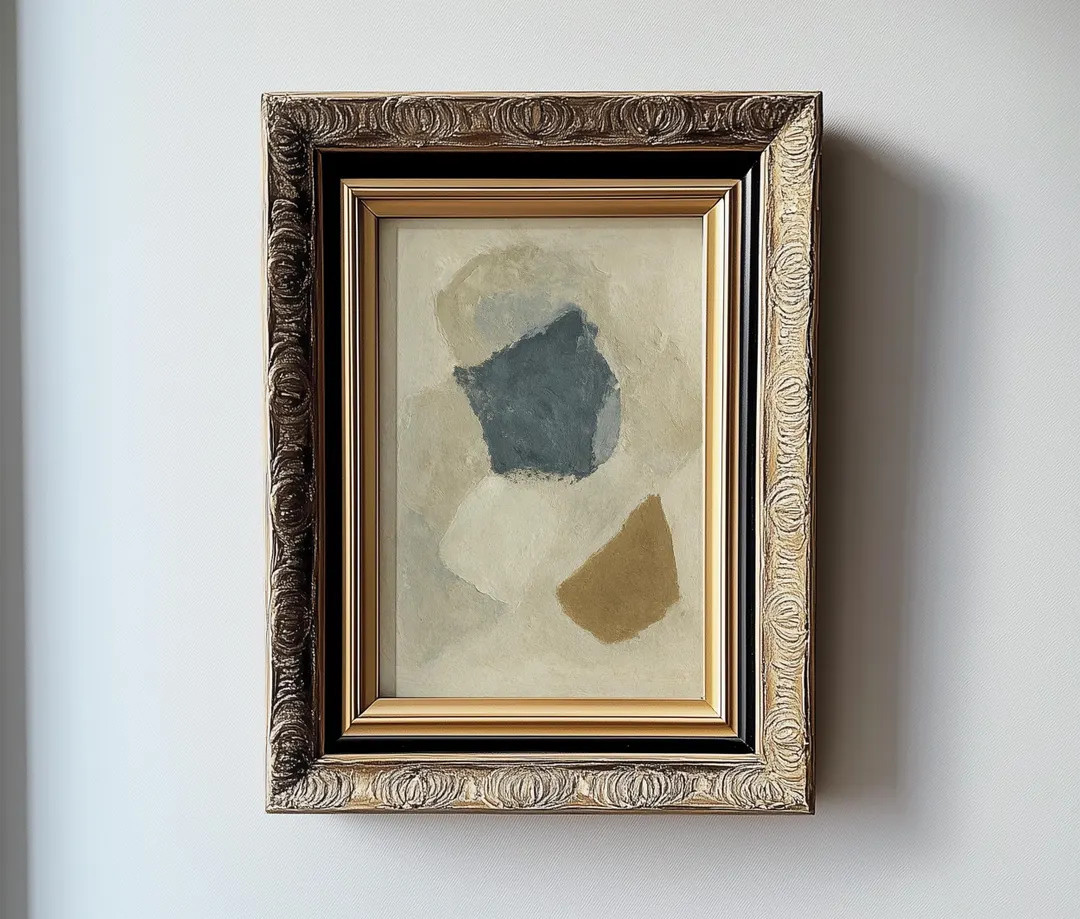 Minimalist Abstract Original Painting Wall Art Print Modern Neutral Painting Beige Blue Artwork C... | Etsy (US)