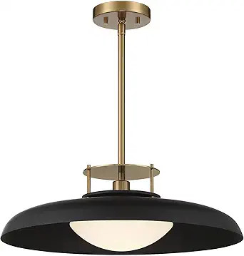 Savoy House 7-1690-1-143 Gavin 1-Light Pendant in Matte Black with Warm Brass Accents (20" W x 8"... | Amazon (US)