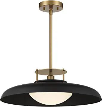 Savoy House 7-1690-1-143 Gavin 1-Light Pendant in Matte Black with Warm Brass Accents (20" W x 8"... | Amazon (US)