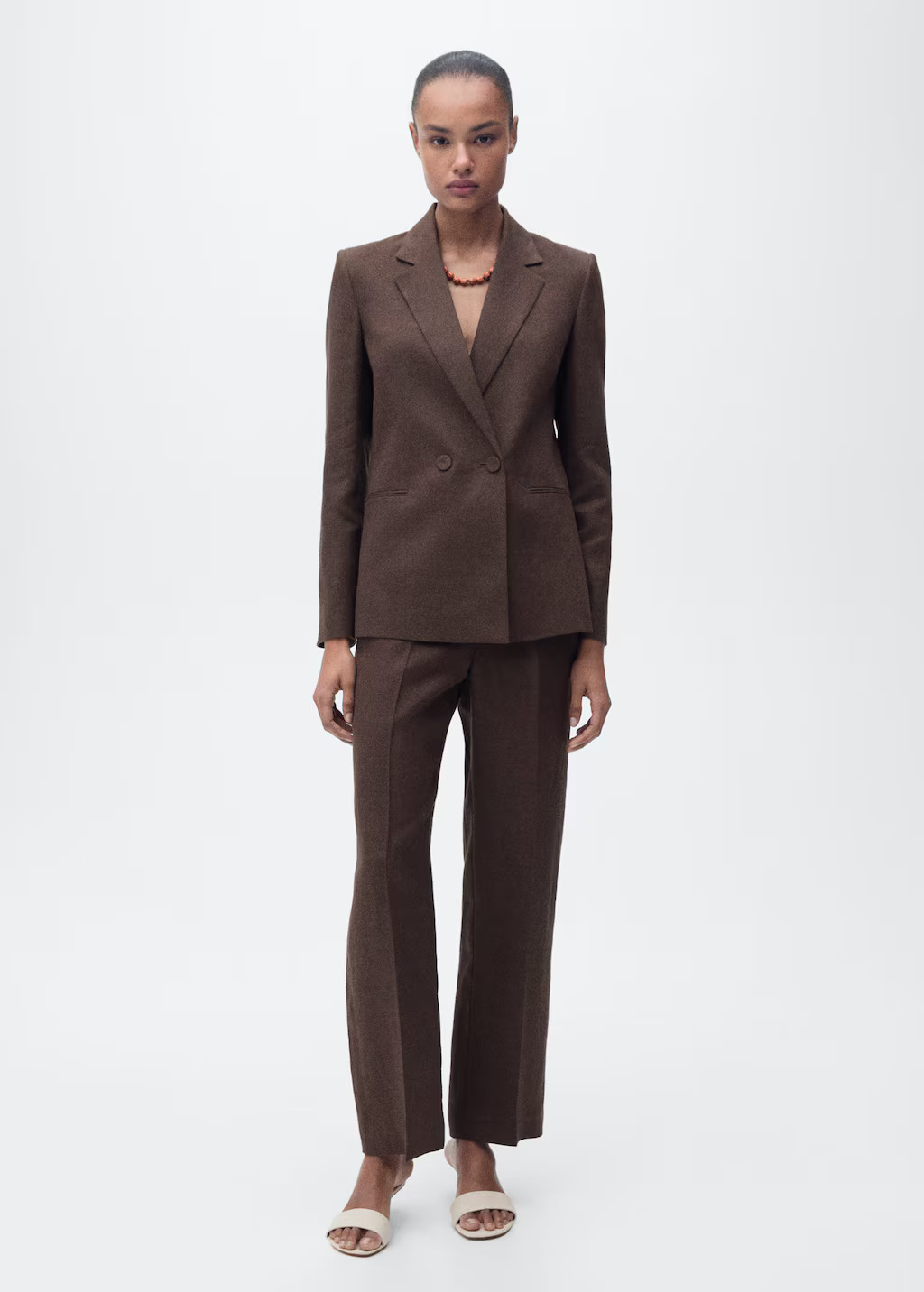 Linen suit blazer brown - Women - XXS - MANGO | Mango (US/MX/AU)
