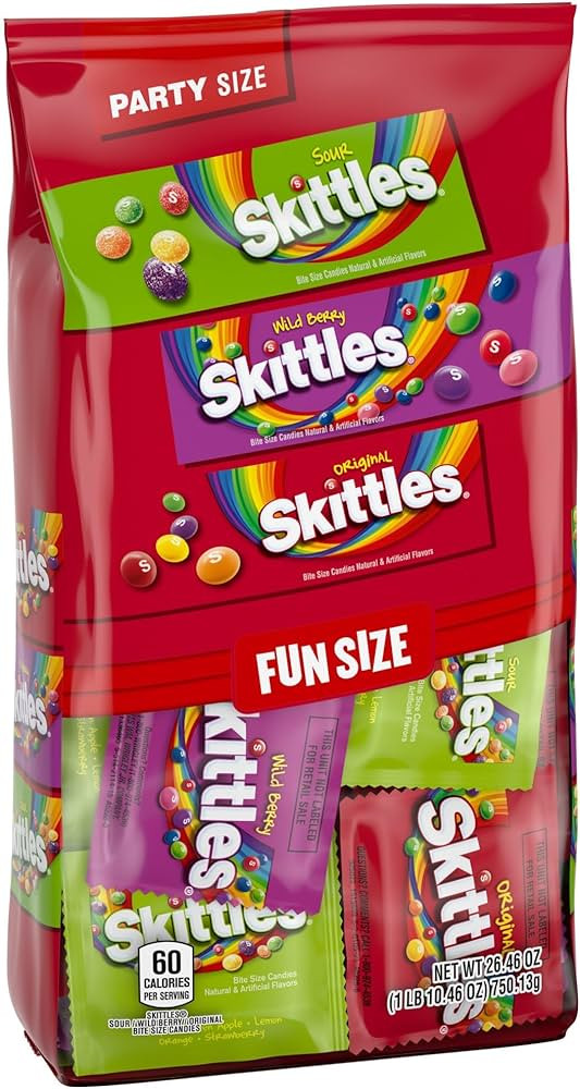 SKITTLES Original, Wild Berry & Sour Halloween Candy Mix Bulk Chewy Fruit Candy for Trick or Trea... | Amazon (US)