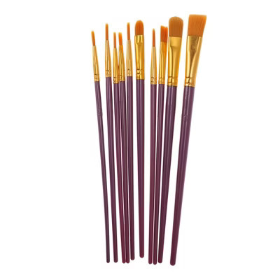 Unique Bargains Paint Brush Setfor Oil Paints Nylon Bristles with Aluminum Collar and Plastic Handle 10 Pcs Purple | Target