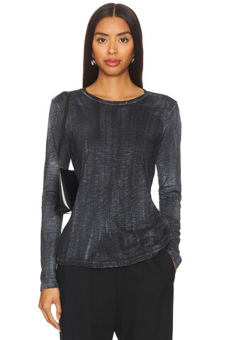 Long Sleeve Classic Metallic Spray Top in Black With Silver | Revolve Clothing (Global)
