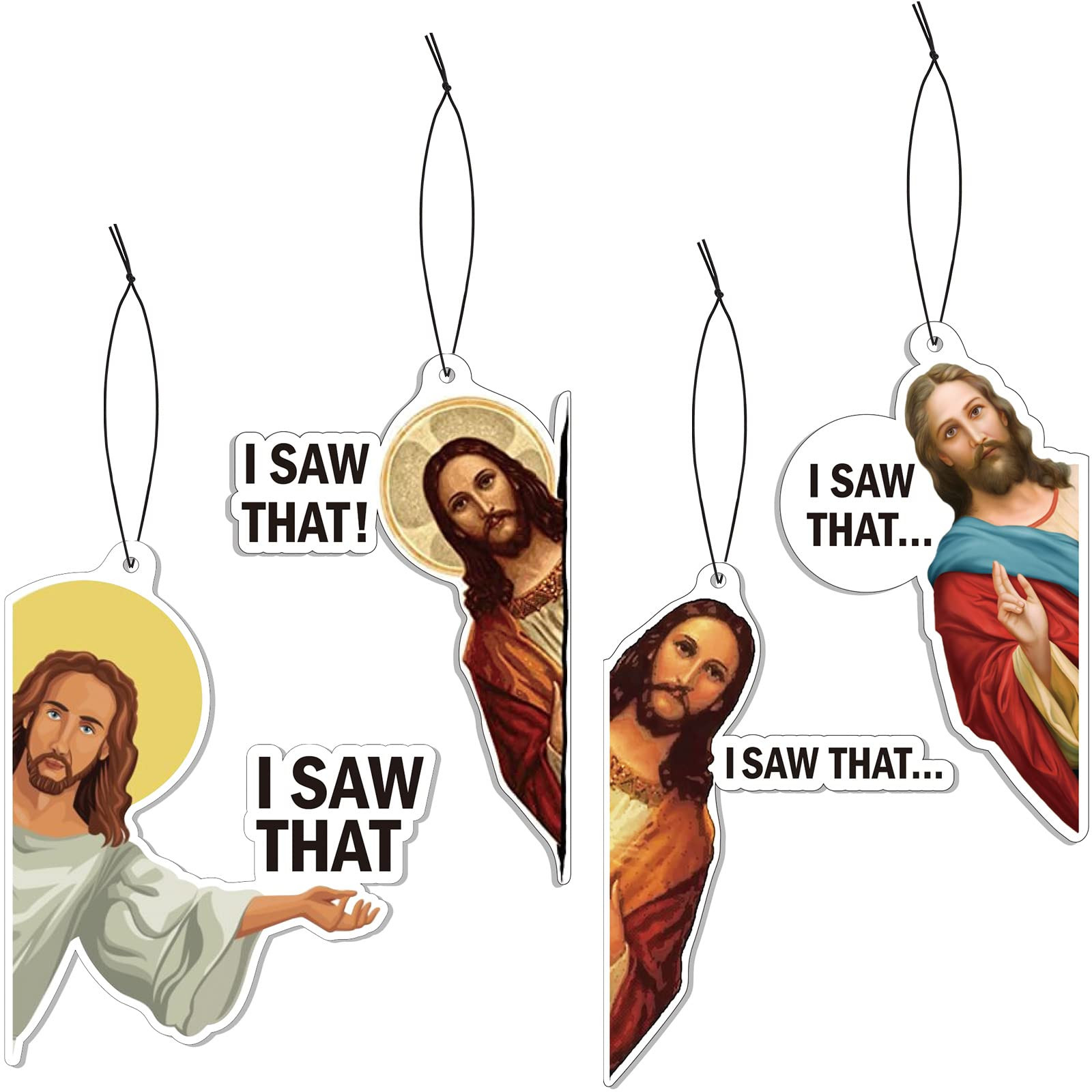 8 Pack Jesus I Saw That Car Air Fresheners Funny Hanging Air Fresheners Car for Cute Mirror Fresh... | Amazon (US)