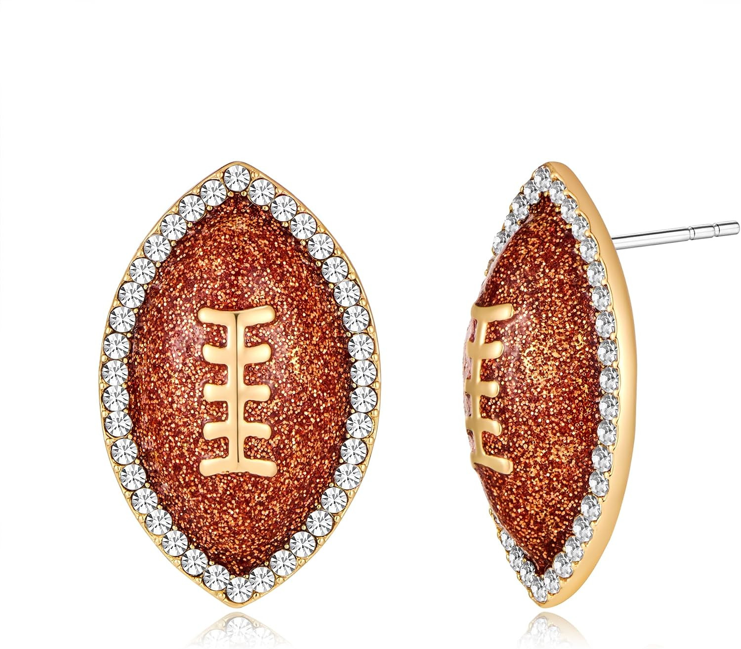 VEDAIM 14K Gold Plated Rugby Football Earrings Sports Fan Jewelry for Women & Men | Amazon (US)