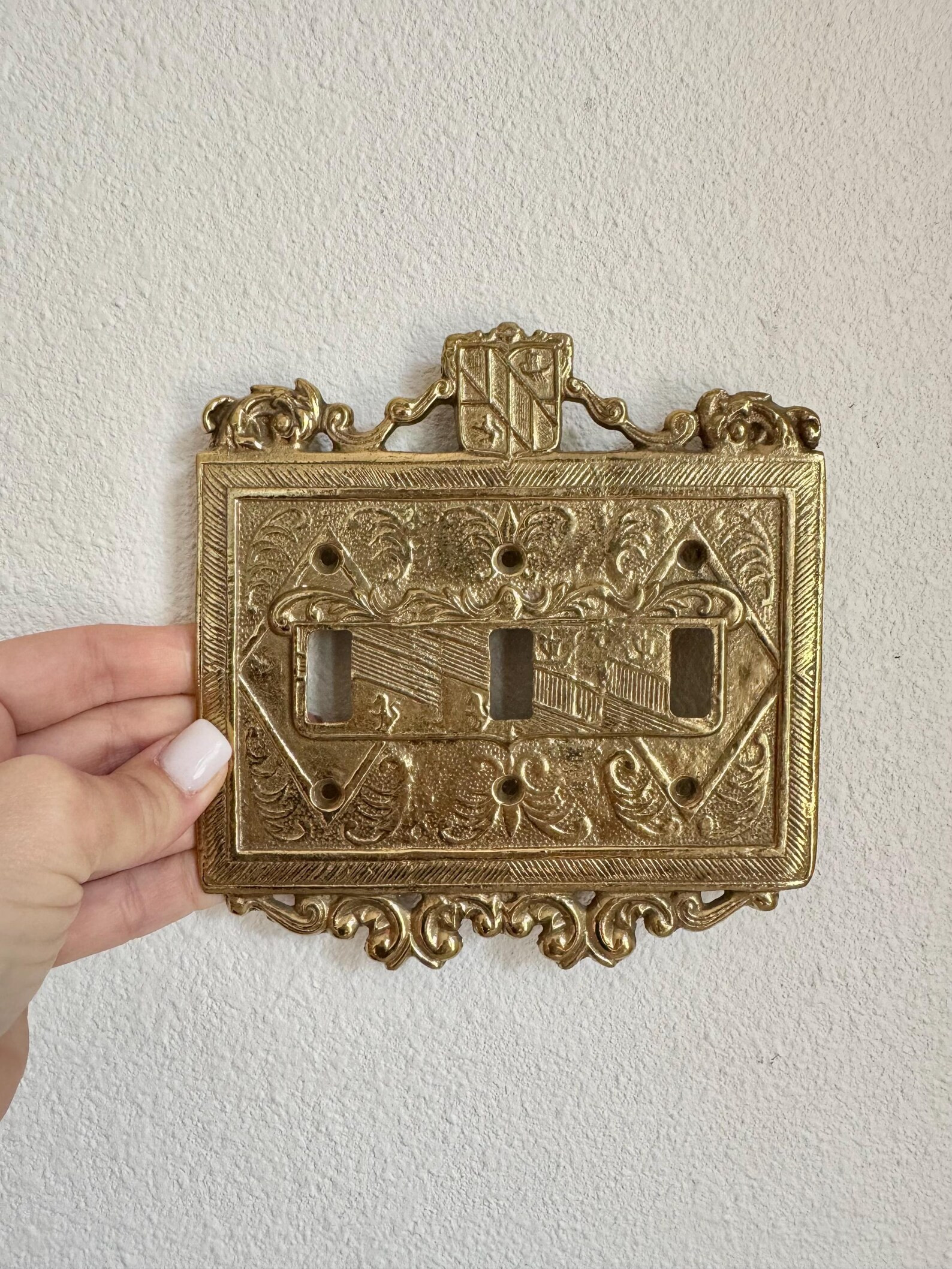 VMC Ornate Scroll Switch Plate Cover ~ Triple Switch. Brass. 24-26. - Etsy | Etsy (US)
