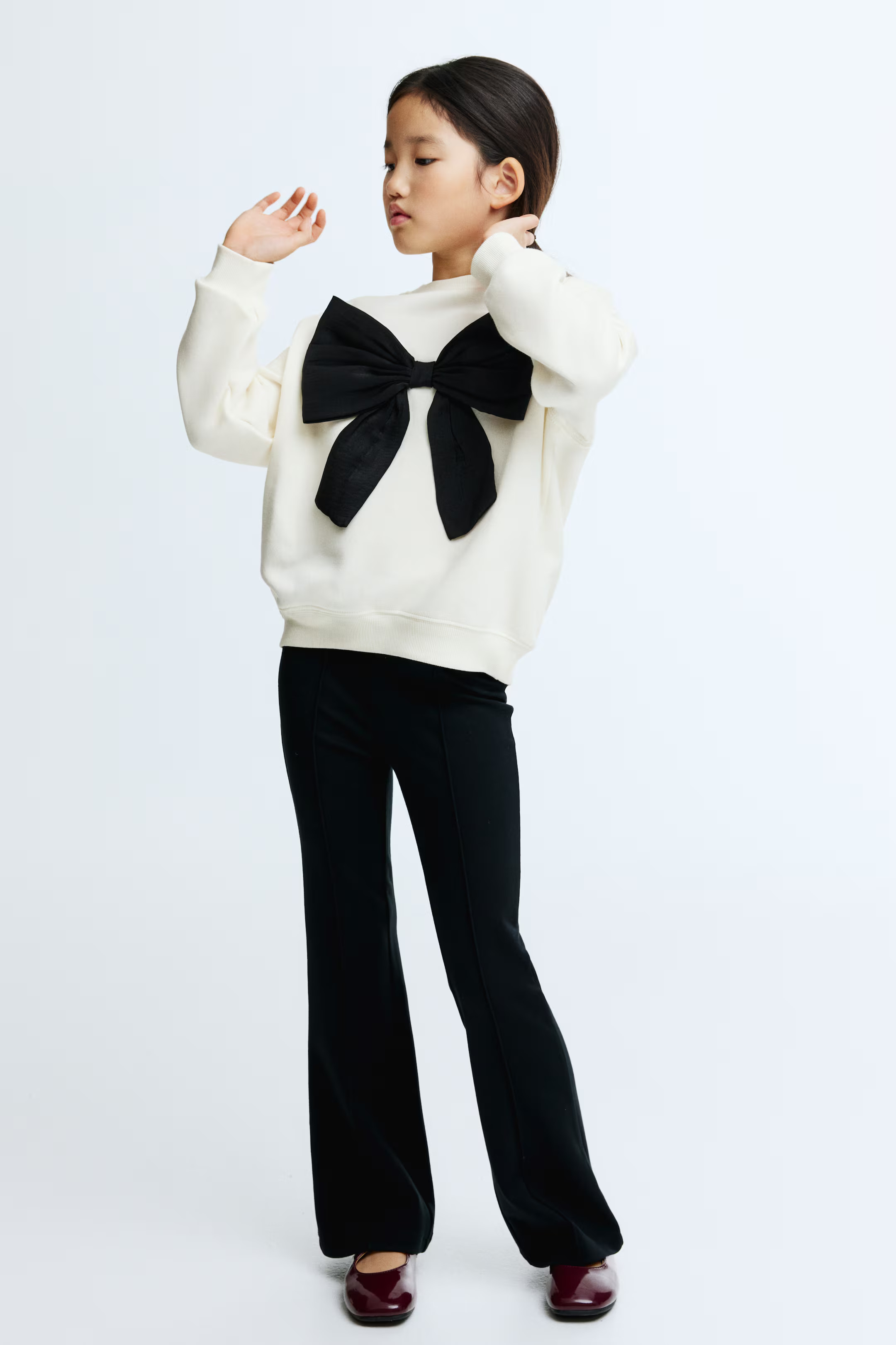 Bow-Detail Sweatshirt - White/bow - Kids | H&M US | H&M (US + CA)