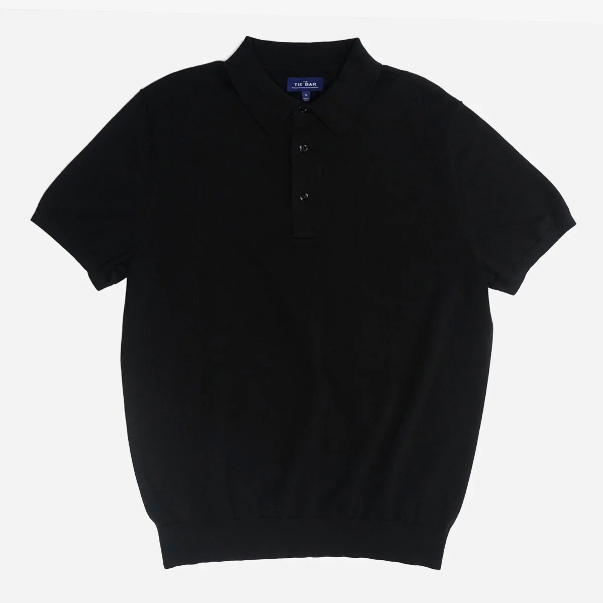 Solid Cotton Sweater Black Polo | Cotton Polos | Tie Bar | The Tie Bar