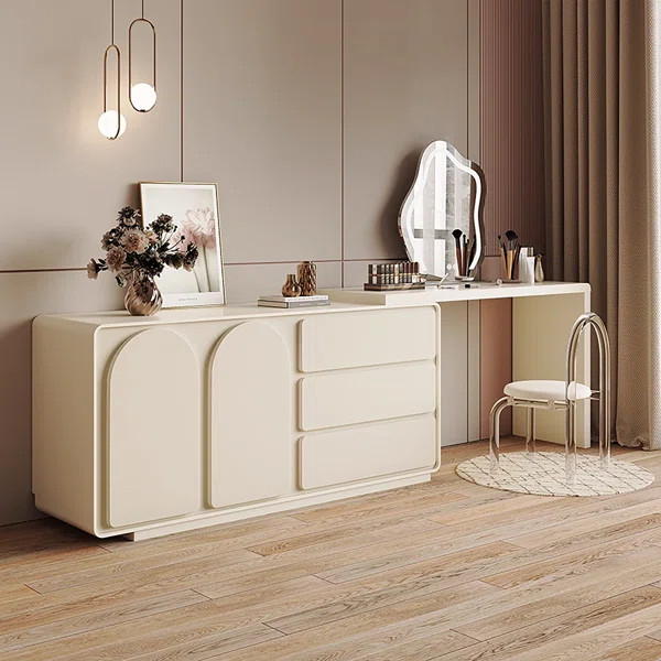 Earnell Modern Home Office Expandable Dresser Desk Combo With Storage With Drawers | Wayfair North America