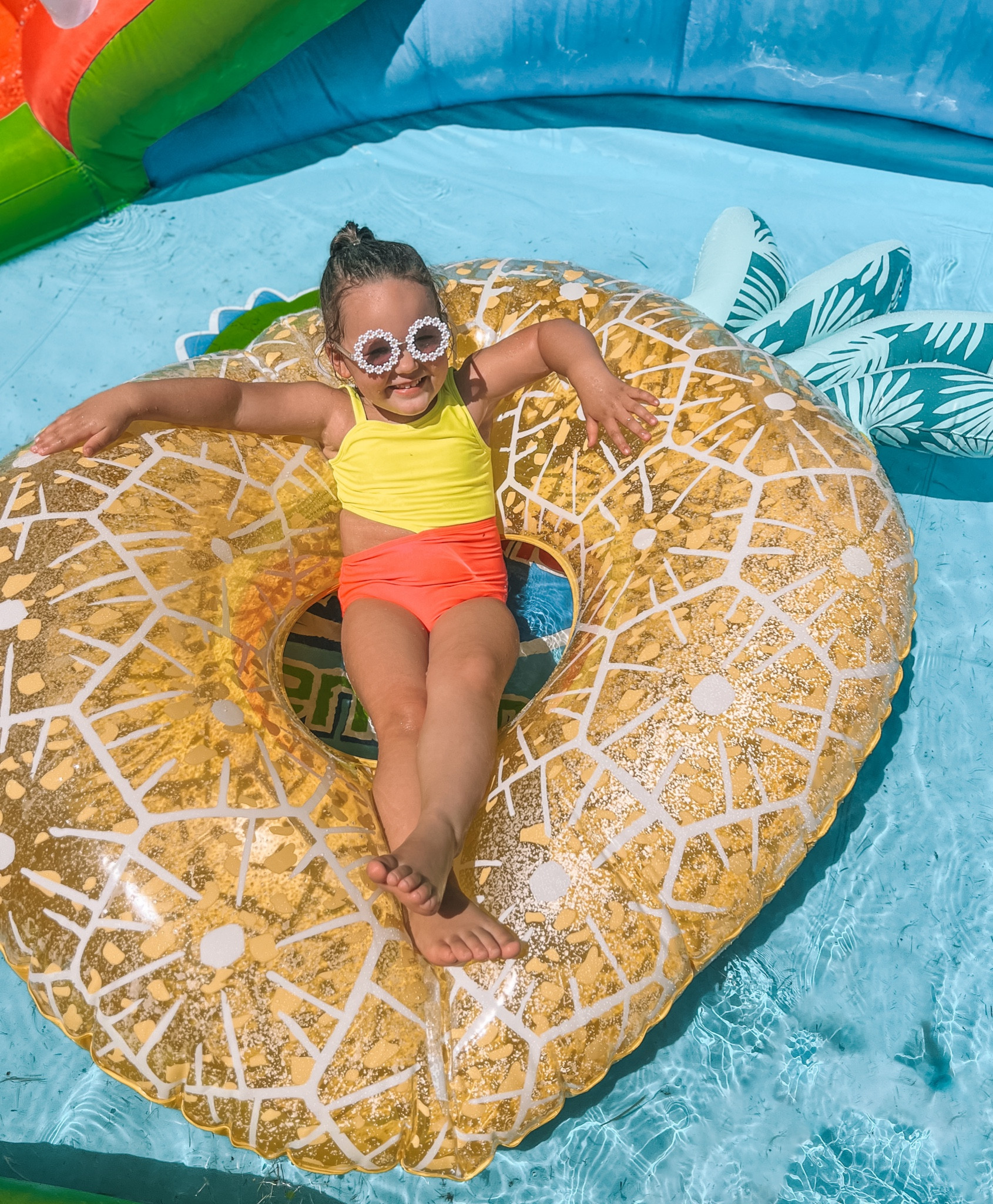 Summer / toddler swim / toddler girl swim / one piece swim /  kids swim / sunglasses / kids sun glasses / pineapple/ pineapple float / pool / large float / summer fun 

#LTKkids #LTKswim