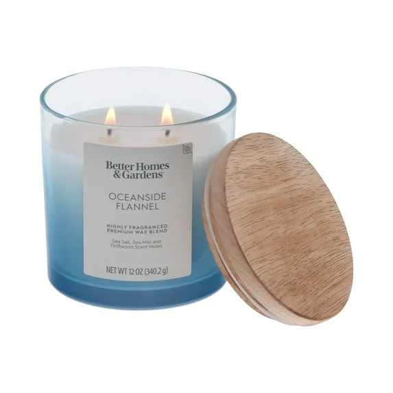 Better Homes and Gardens Oceanside Flannel Scented 2-Wick Ombre Jar Candle 12oz. | Walmart (US)