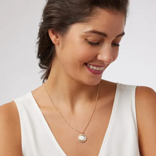 Celestial Symbols Carved Mother-of-Pearl Pendant Necklace | The MET