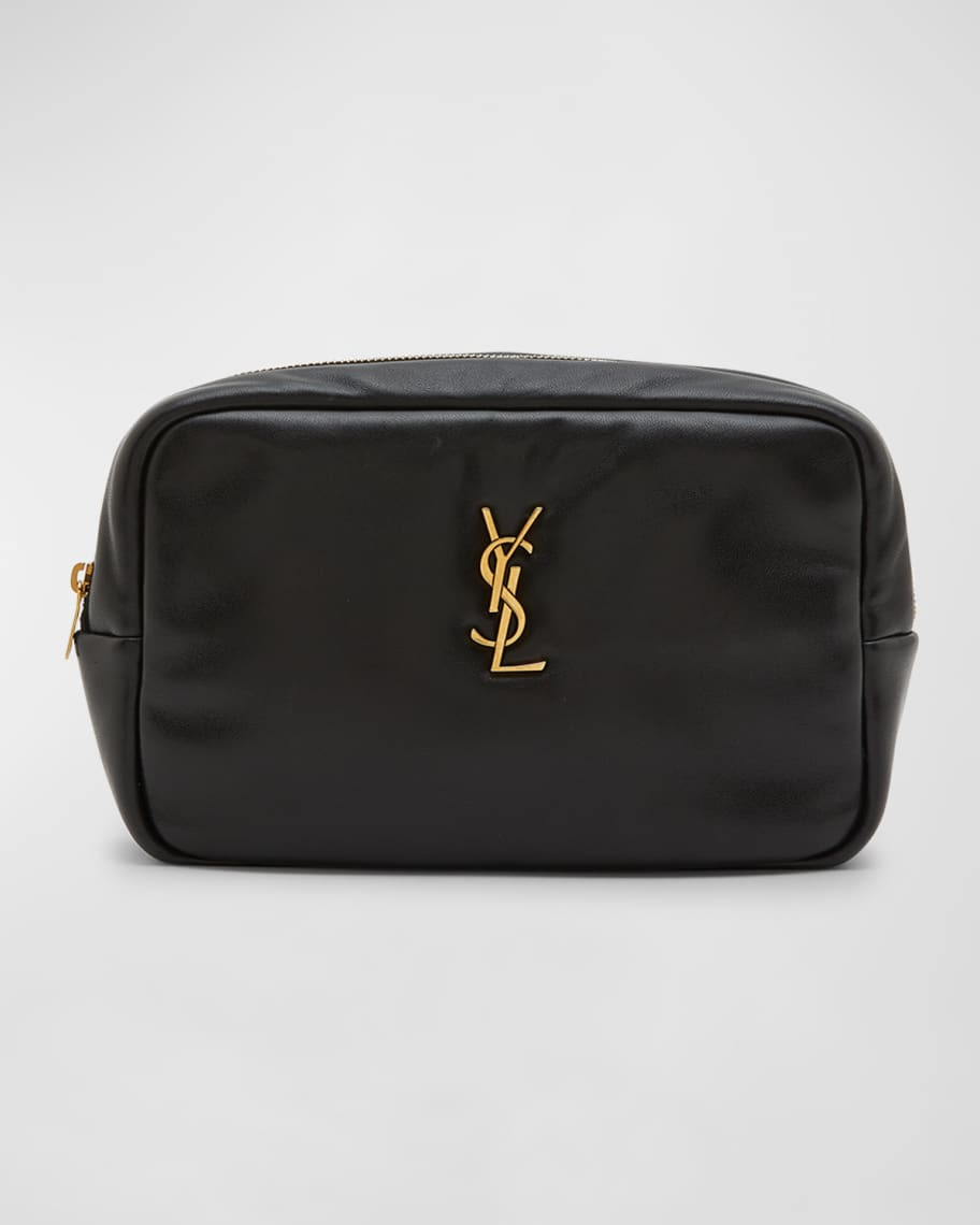 Saint Laurent Mini Cosmetic YSL Pouch in Padded Smooth Leather | Neiman Marcus
