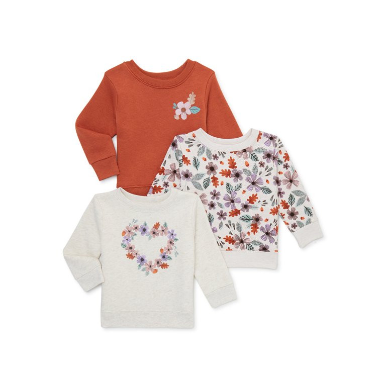 Garanimals Baby Girl Fleece Sweatshirt Multipack, 3-Pack, Sizes 6/9-24 Months | Walmart (US)