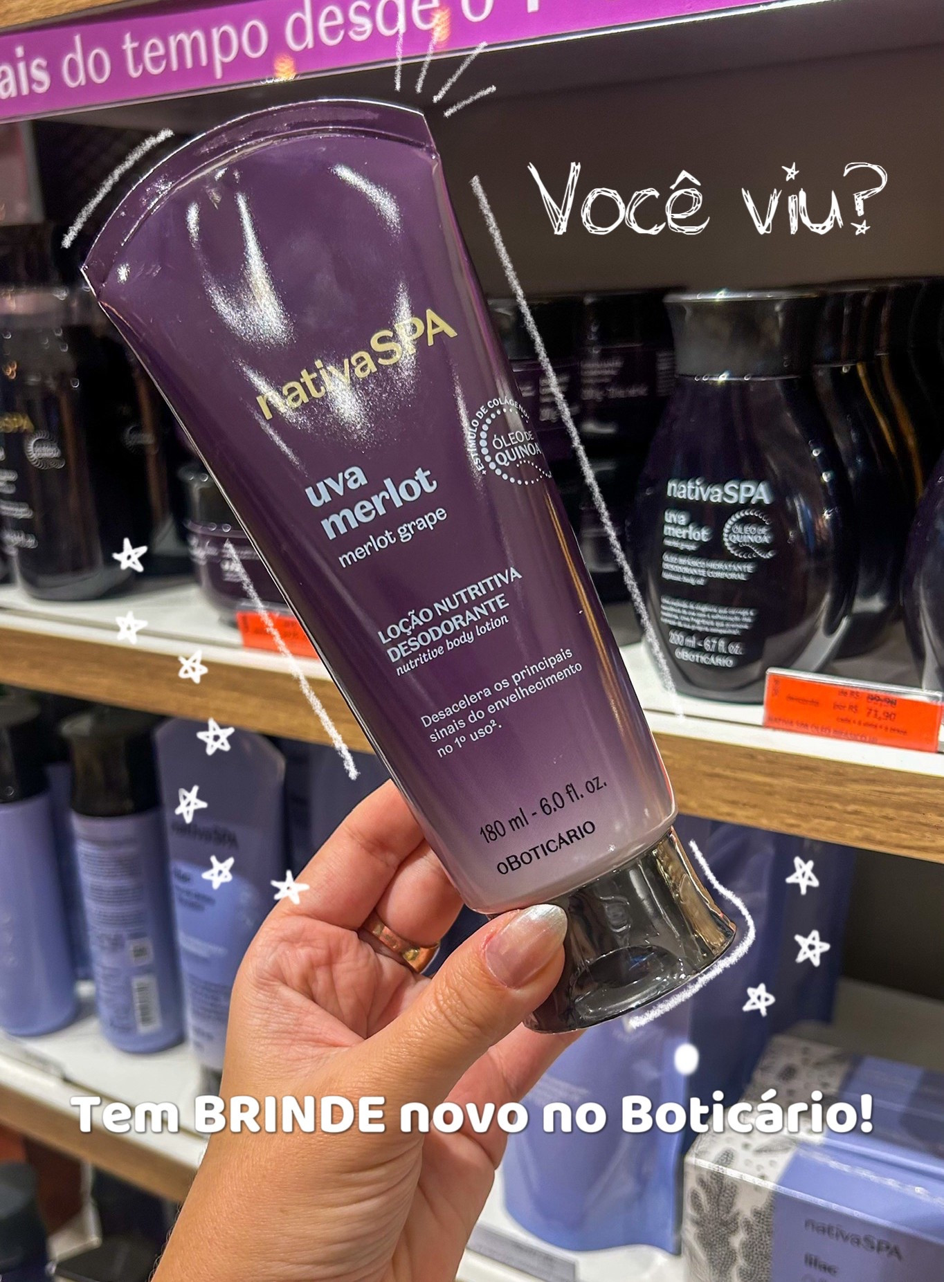 Acesse o APP do Boticário e cadastre-se no segundo banner. 
O brinde da vez é um creme Nativa Spa Uva Merlot de 50ml! #brindes