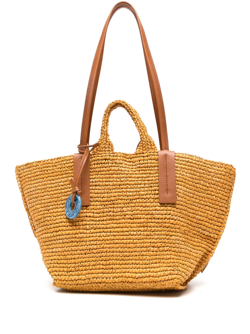 Bimba y Lola logo-charm Raffia Shoulder Bag - Farfetch | Farfetch Global