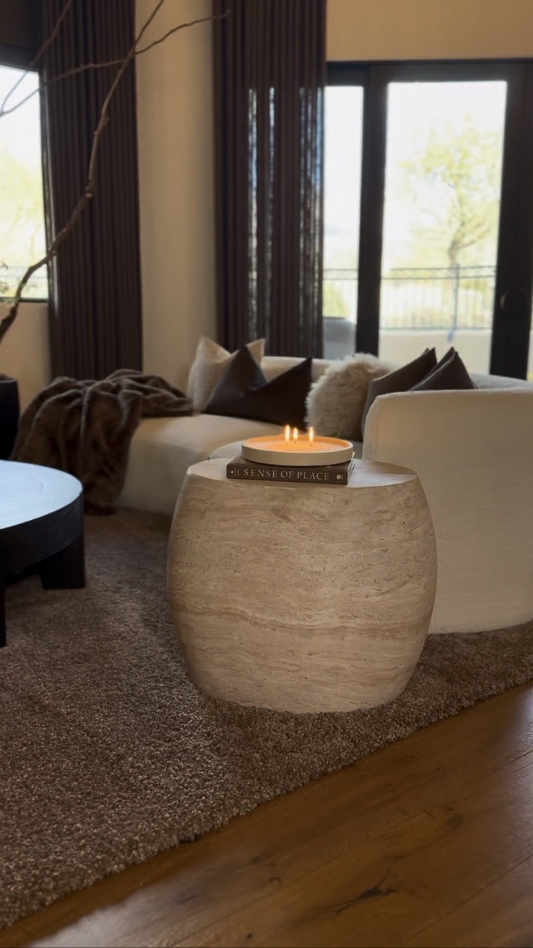 My faux travertine accent table added the perfect texture for my moody living room ☺️🫶 

Living room Inspo
Interior design 
Moody modern home decor
Aesthetic home decor 

Summerthompsonstyles

#LTKSaleAlert #LTKHome #LTKU