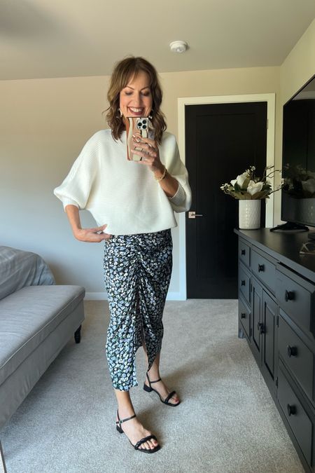 Sunday Style! This cropped boxy sweater is the perfect fit with a skirt! So good I bought it in black, too! Also loving my new low sandals. They come in lots of fun colors! 

Steve Madden, black sandals, low heel sandals, Amazon sweater, summer sweater, cropped sweater 

#LTKunder100 #LTKstyletip #LTKshoecrush