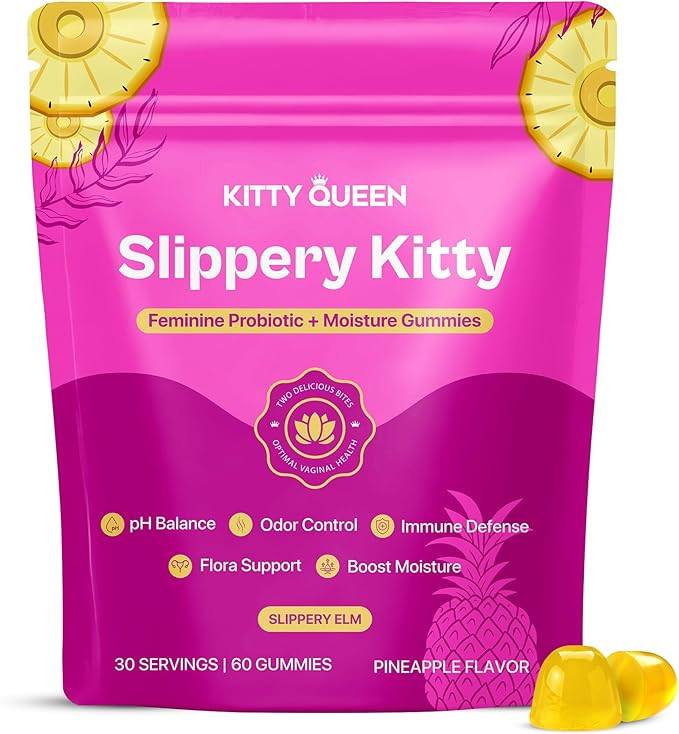 Amazon.com: KITTYQUEEN Slippery Kitty Feminine Probiotic and Moisture Gummies, Pineapple Flavor, ... | Amazon (US)
