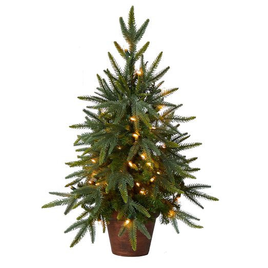 Pre-Lit Faux Potted Green Tree w/ Planter | West Elm (US)