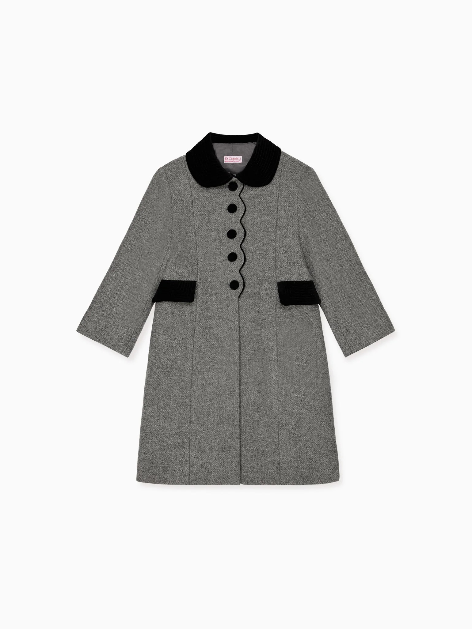 Grey Anisa Girl Wool Coat | La Coqueta (US)