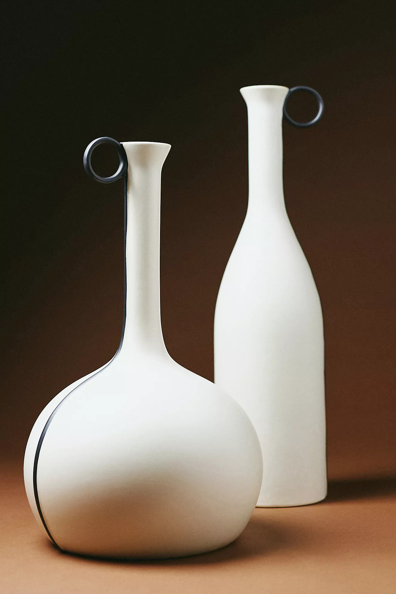 Anita Black Pinstriped White Ceramic Vase | Anthropologie (US)