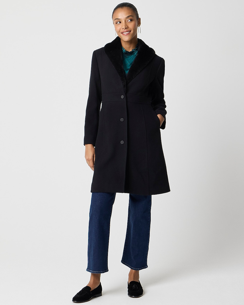 Lady day coat with faux-fur shawl collar | J.Crew Factory