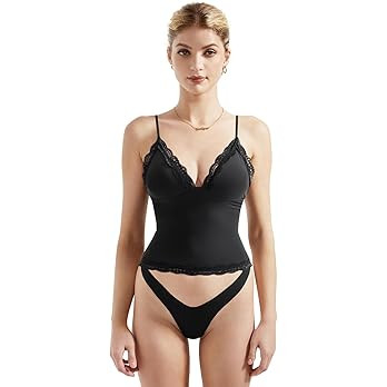 SUUKSESS Women Sexy Deep V Neck Sleeveless Fitted Basic Tops Y2K Tank Top Cami | Amazon (US)