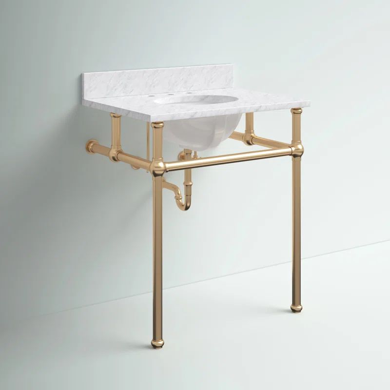 Copeland 30'' Wall Mounted Single Bathroom Vanity with Carrara Marble Vanity Top | Wayfair North America