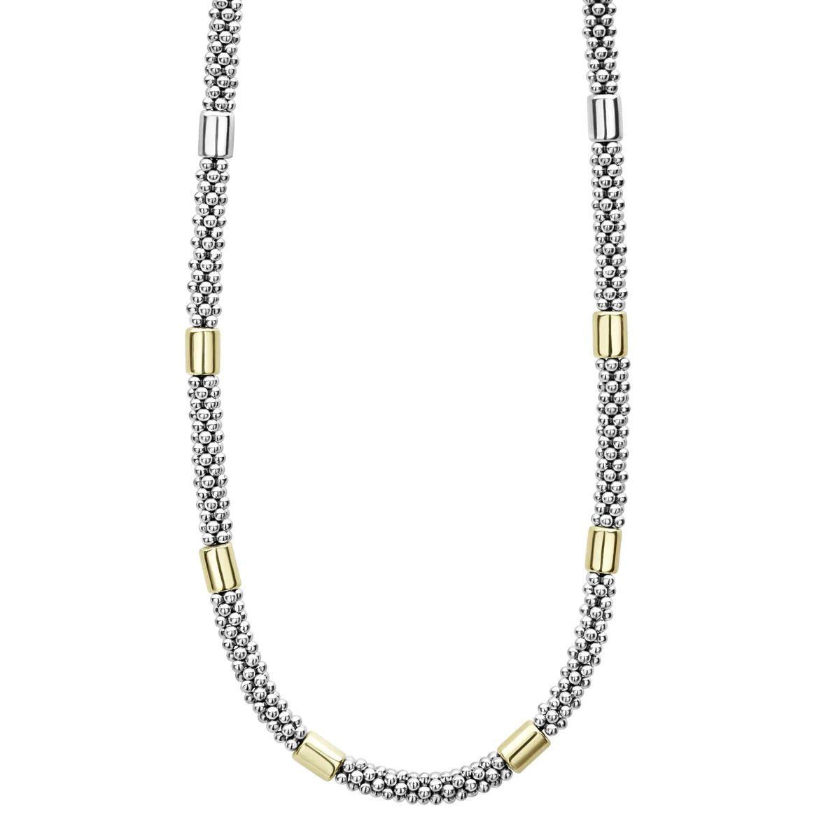 Two-Tone Station Caviar Necklace | 5mm | LAGOS