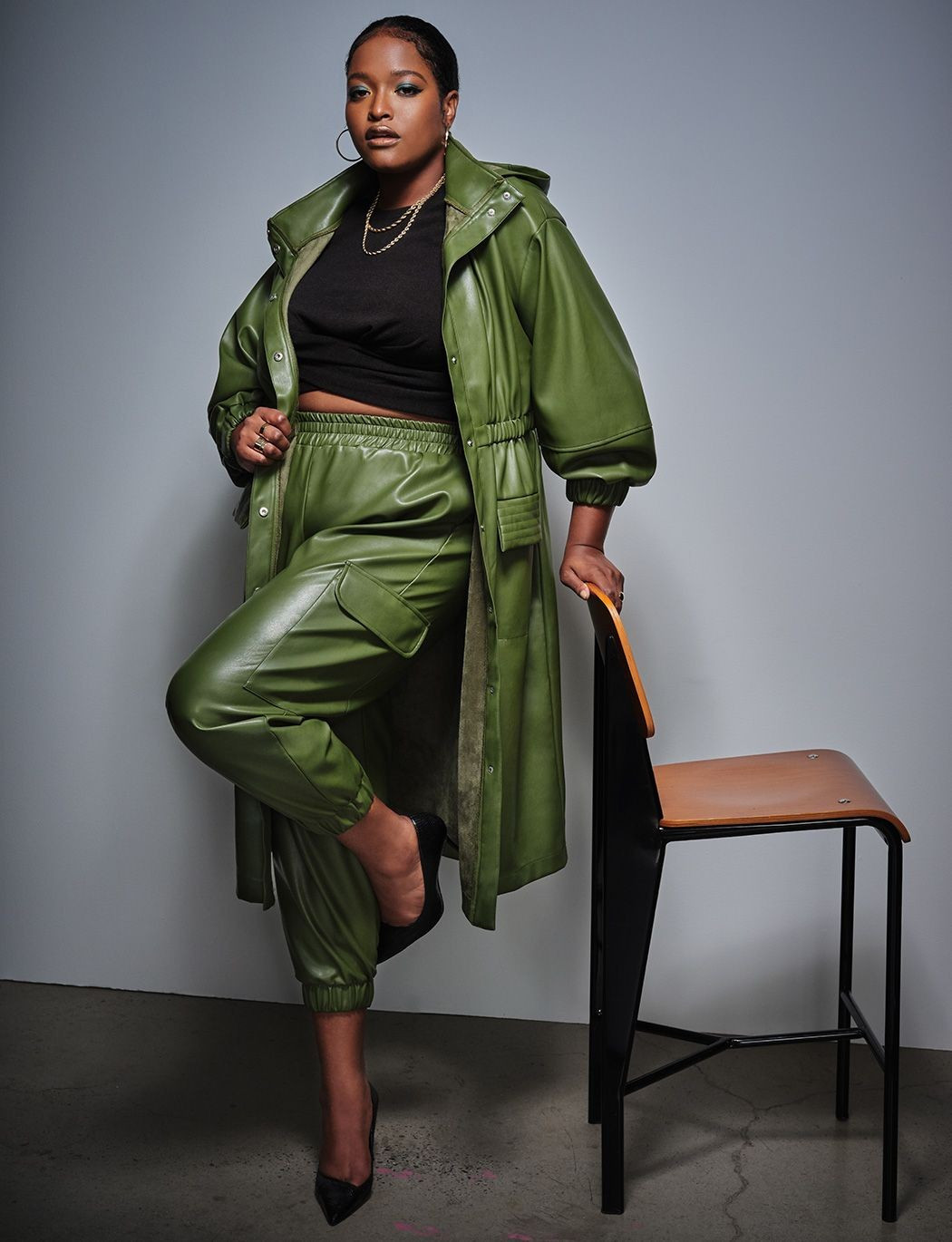 Faux Leather Cargo Jogger | Eloquii