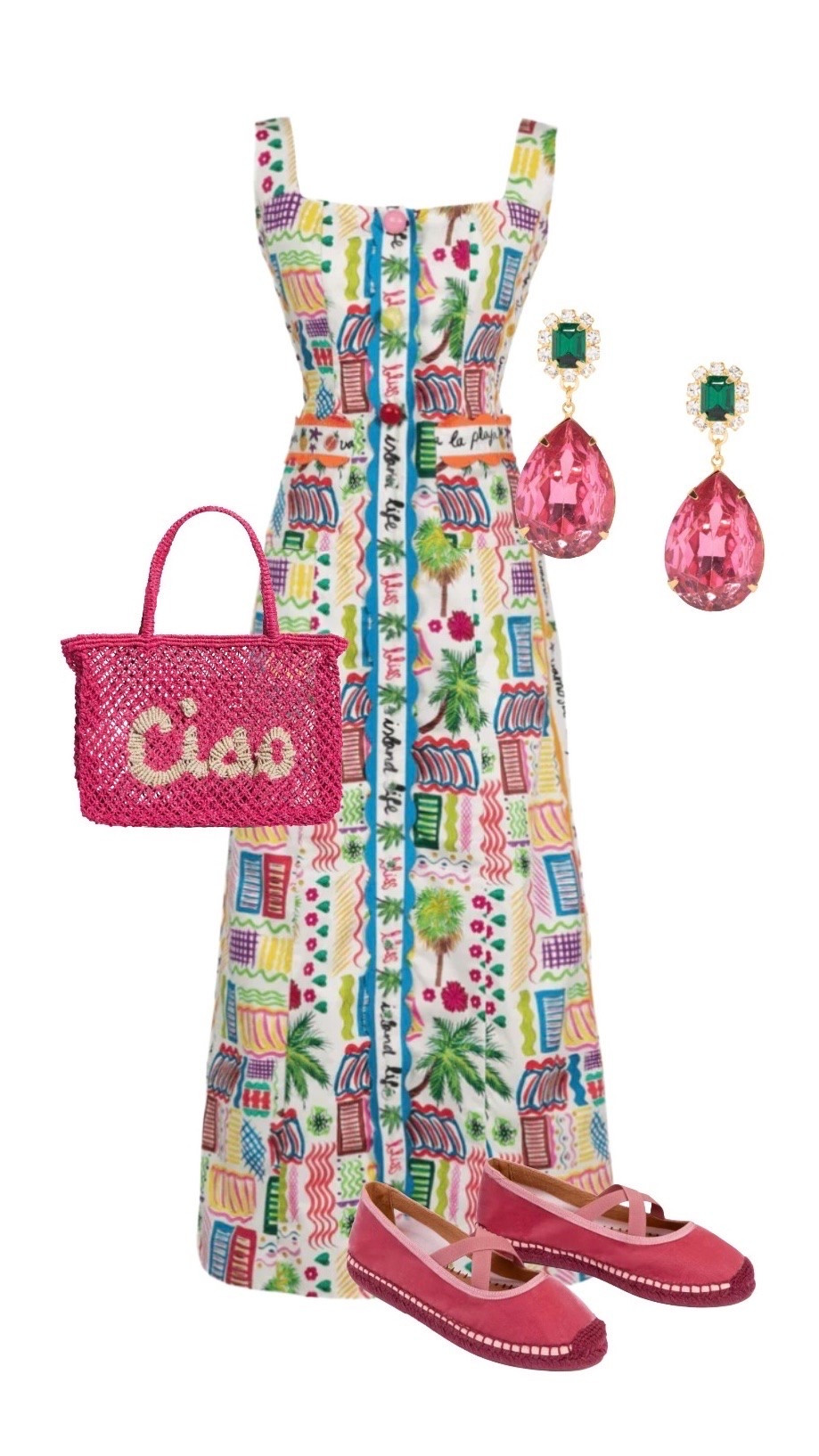 Celia b is one of the most colourful designers with styles that shout exotic sunny holidays ☀️ 

Pink Green Statement Drop Earrings - Pink Reef at Wolf & Badger

Bunya Multicolour Midi Dress - Celia B

Ciao Pink Straw Slogan Bag - The Jacksons at Harrods (new in!)

Chico Flat Velvet Espadrilles - Penelope Chilvers (new in) 

#LTKdresses #LTKshoes #LTKbag #LTKdatenight #LTKluxury #LTKtravel

#LTKsummer #LTKuk #LTKeurope
