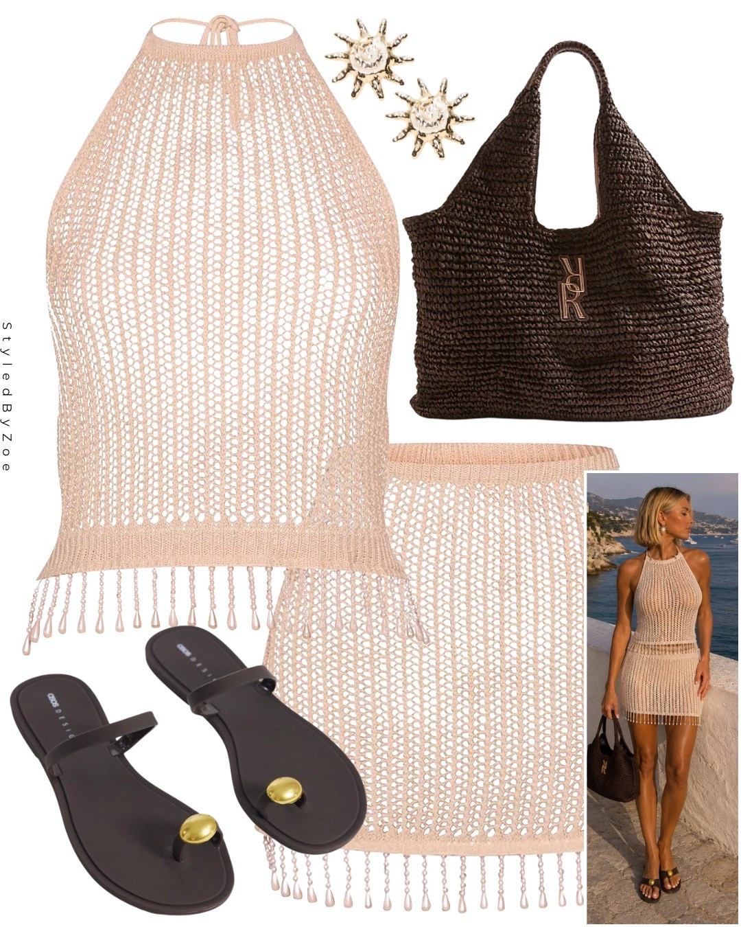 Crochet summer outfit idea☀️

This beaded crochet halter top + matching mini skirt is everything for your next beach getaway! pair with a woven raffia tote, sun charm earrings, and brown sandals for the ultimate effortless coastal look 🤍

Shop the look below⬇️

#crochet #summeroutfit #raffiabag

#LTKsummer #LTKuk #LTKeurope