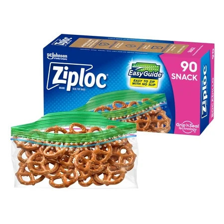 Ziploc® Snack Bags with EasyGuide™ Texture, Small Plastic Bags with Grip 'N Seal Technology, 90 Count | Walmart (US)