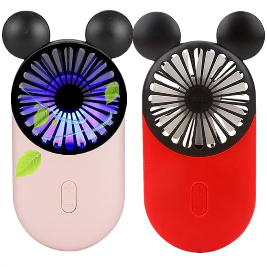 Cute Mouse Personal Mini Fan, Handheld USB Rechargeable Fan with Pretty LED Light, 3 Adjustable S... | Amazon (US)