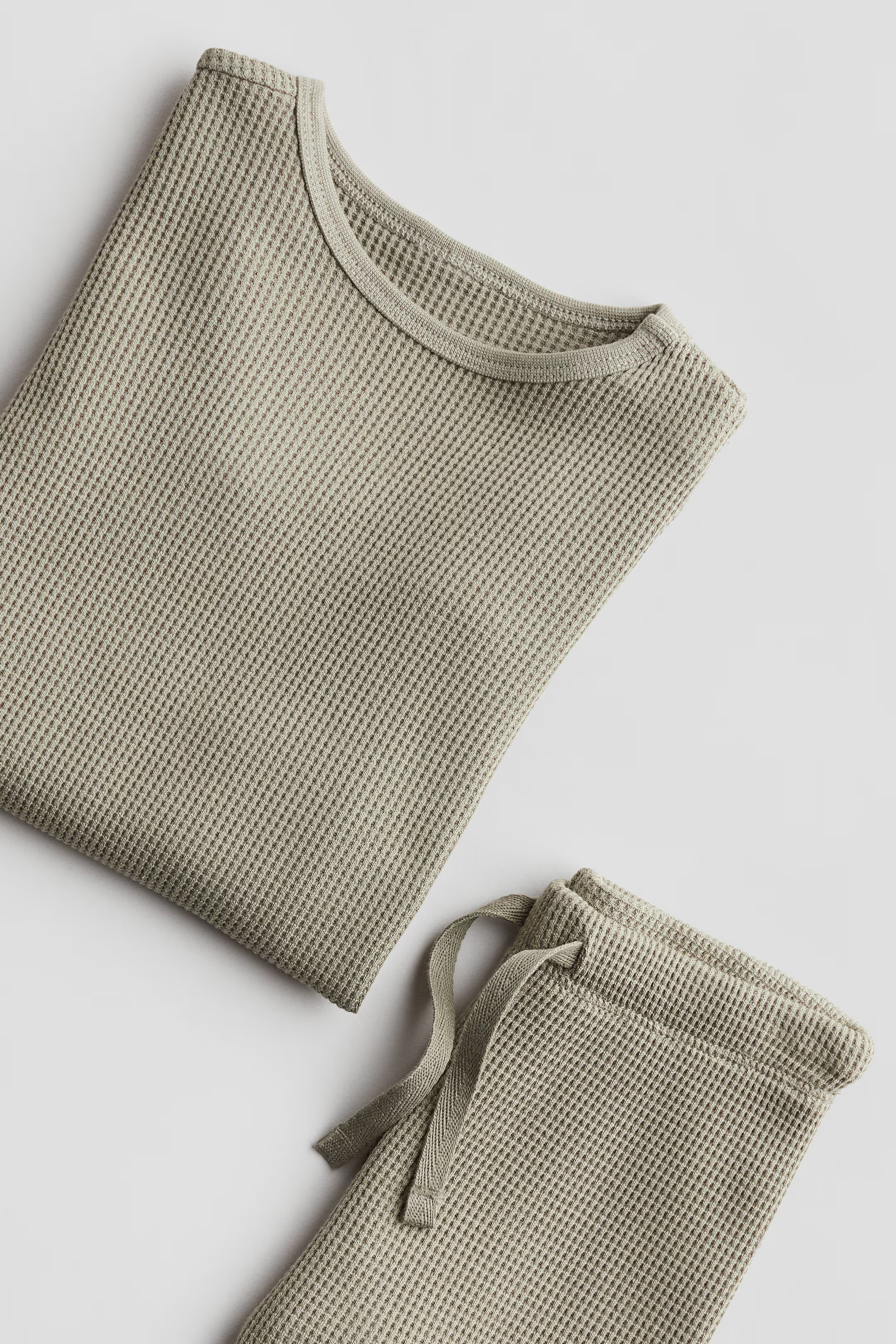 Waffled cotton set - Khaki green - Kids | H&M GB | H&M (UK, MY, IN, SG, PH, TW, HK)